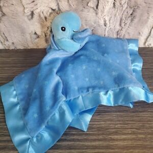 Cloud‎ B Peekaboo Turtle Baby Blanket Blue Stars Satin Trim Security Lovey 2014